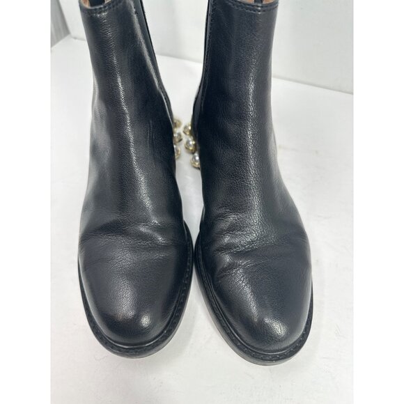 Louise Et Cie Valtina size 6.5 Black Leather Boots With Pearl Heels As Is - Picture 9 of 10